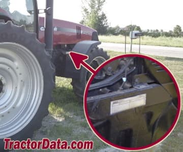 Emplacement du numéro de série Case IH MX230