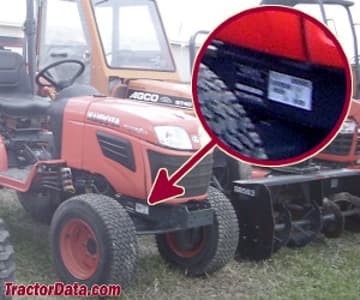 Kubota B2320 serial number location