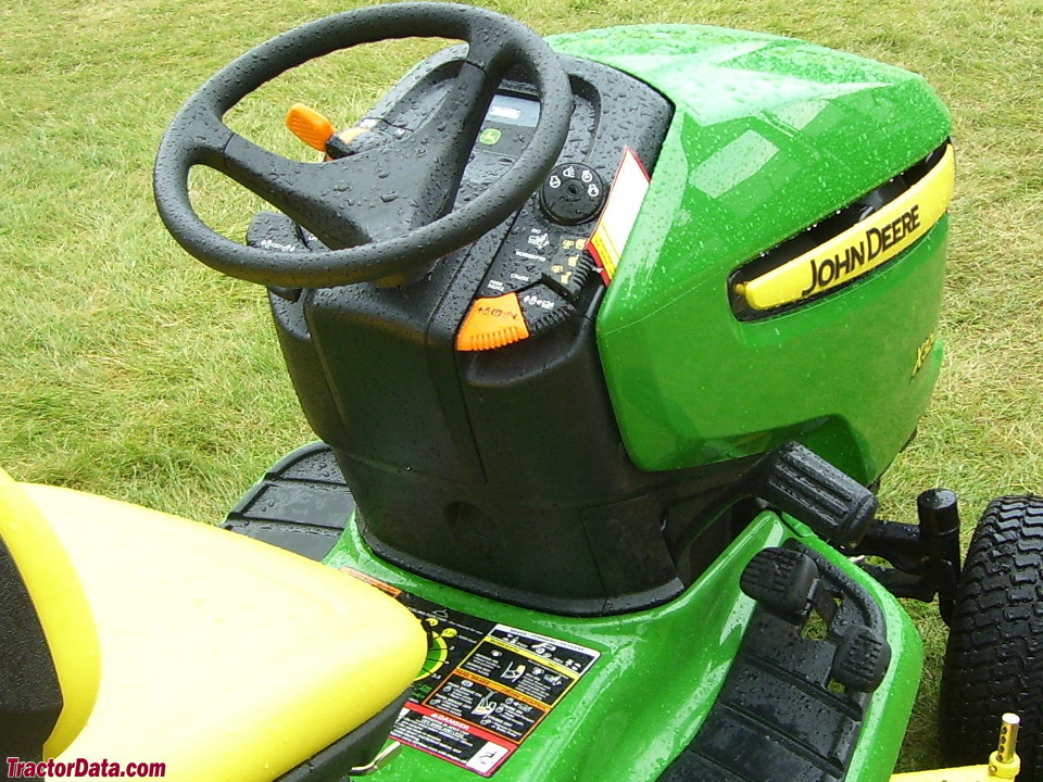 John Deere X324 operator station and controls.