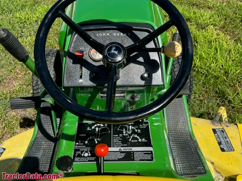 John Deere 212 operator station and controls.
