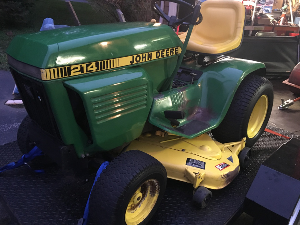John Deere 214 with mower deck.