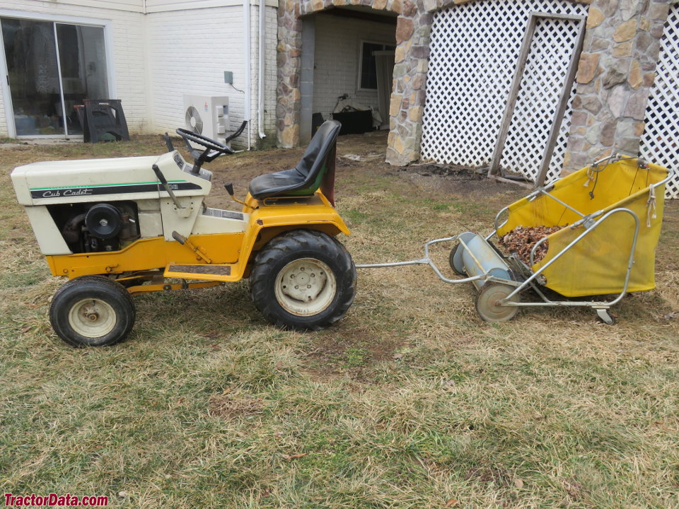 Cub Cadet 108 with lawn sweeper, left side.