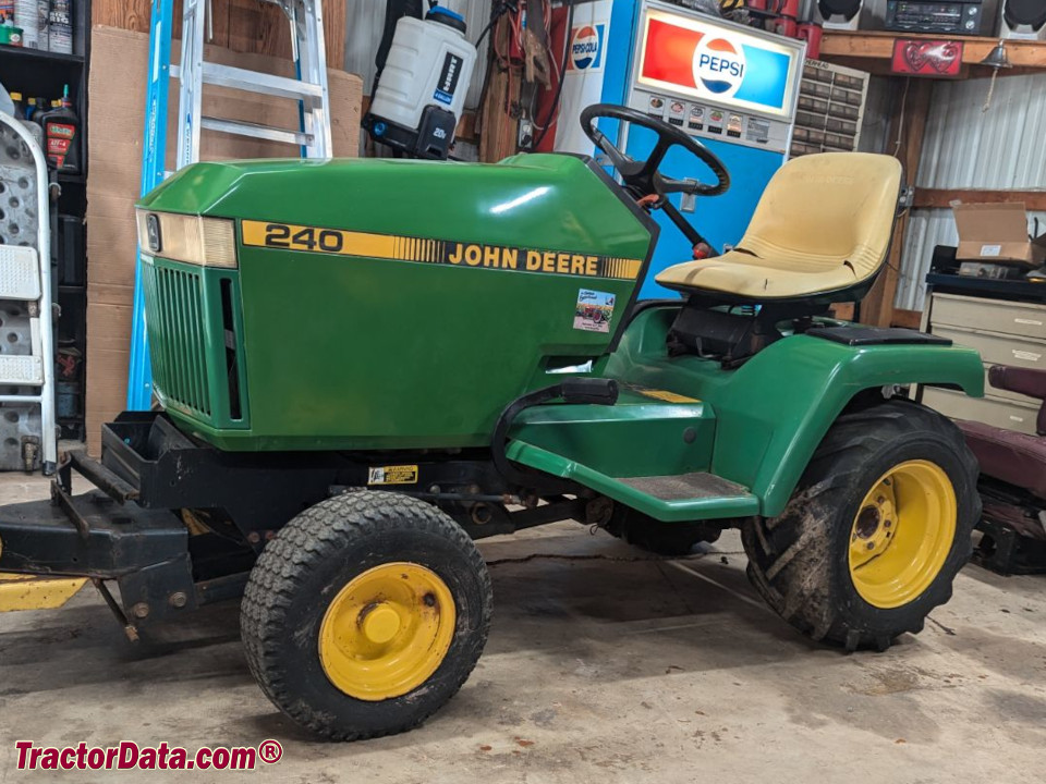 John Deere 240 garden tractor, left side.