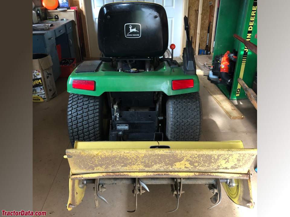 Rear view of the John Deere 260 with tiller.