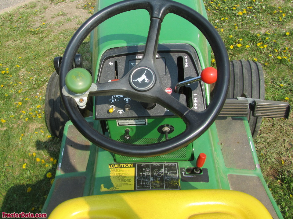 John Deere 420 operator station and controls.