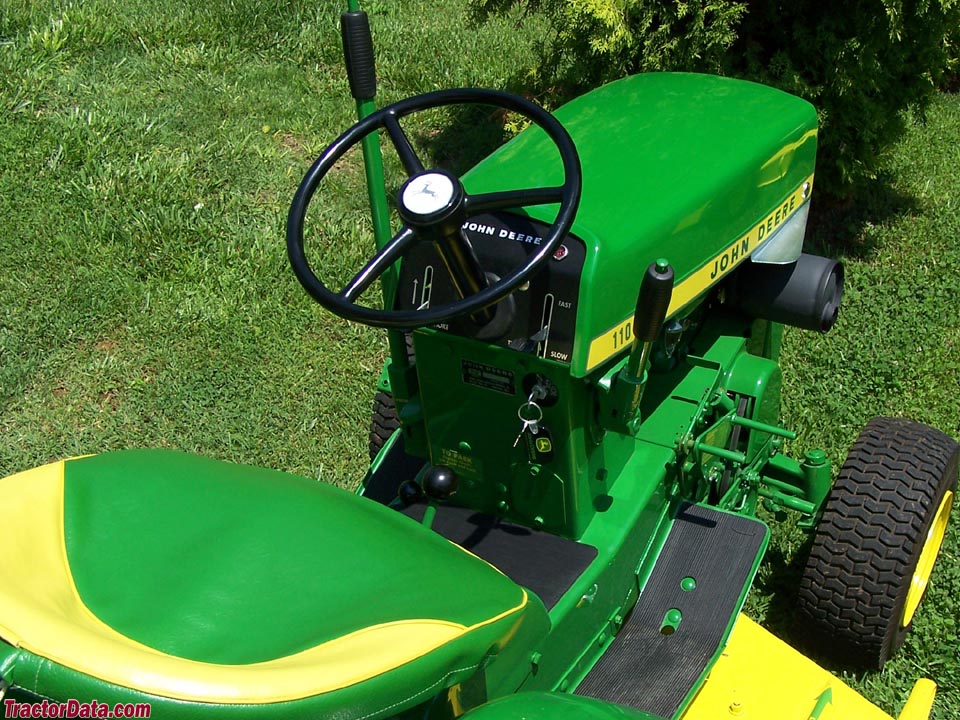 John Deere 110 operator station and controls.