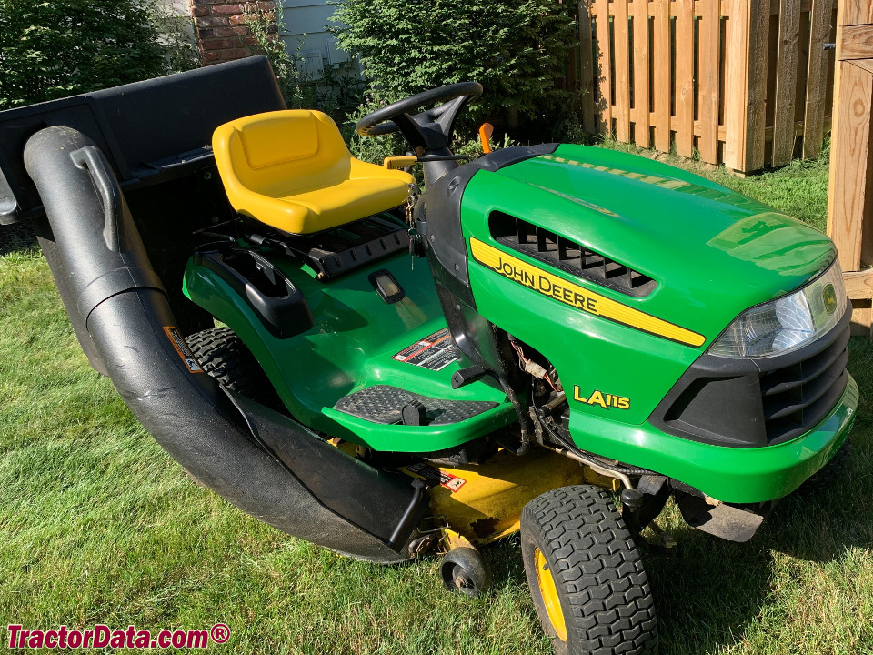 John Deere LA115 with rear bagger.