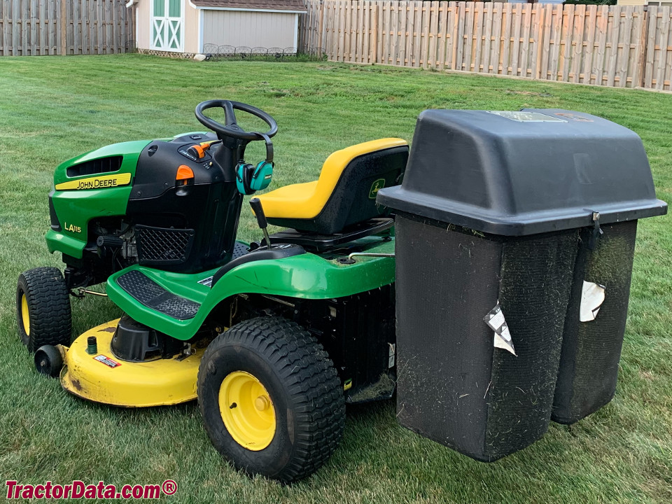 John Deere LA115 with rear bagger.
