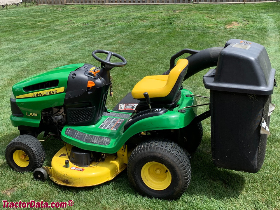 John Deere LA115 with rear bagger.