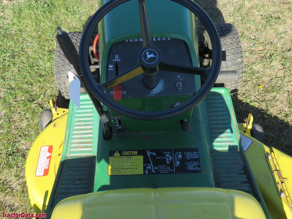 John Deere 111 operator station and controls.