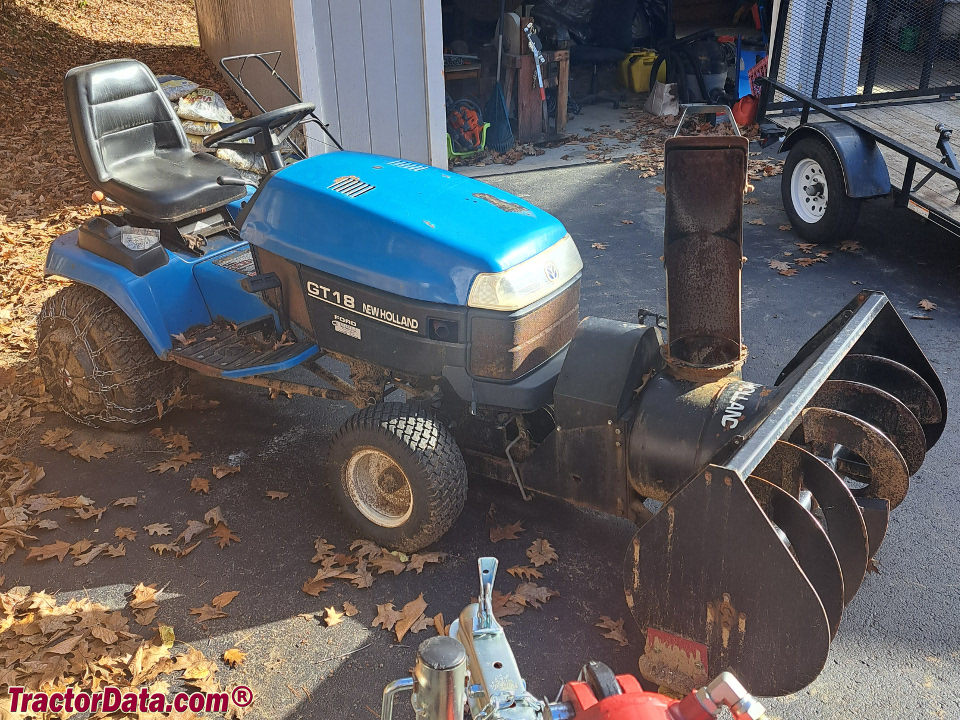 New Holland GT 18 with snow blower.