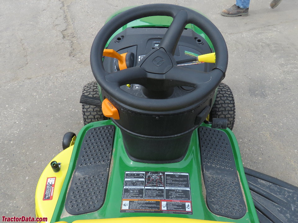 John Deere D105 operator station and controls.