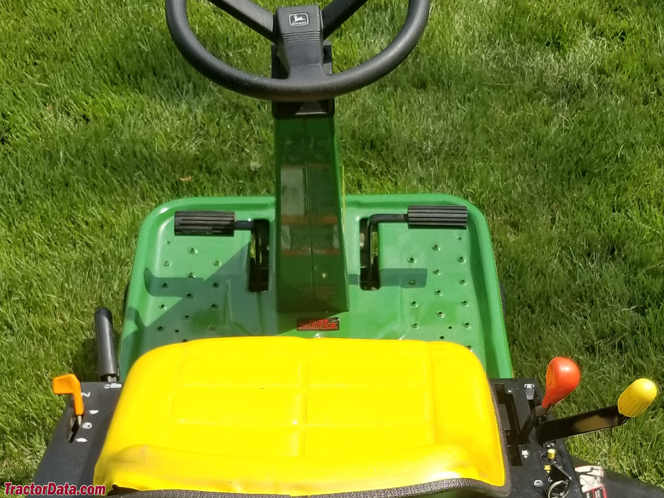 John Deere GX85 operator station and controls.