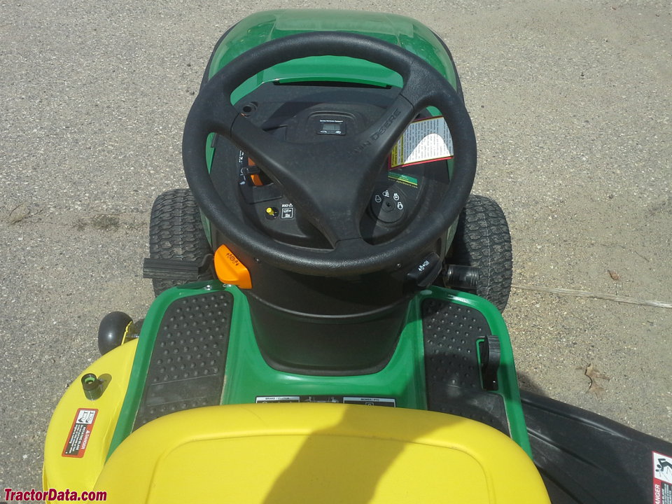 John Deere S240 operator station and controls.