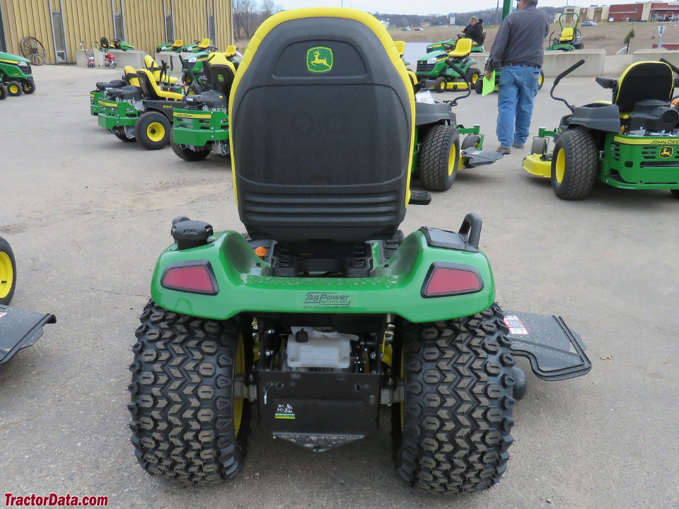 John Deere X590 with mower deck.