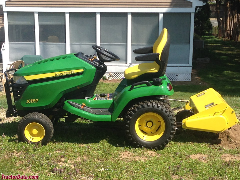 John Deere X590 with 30-inch tiller.