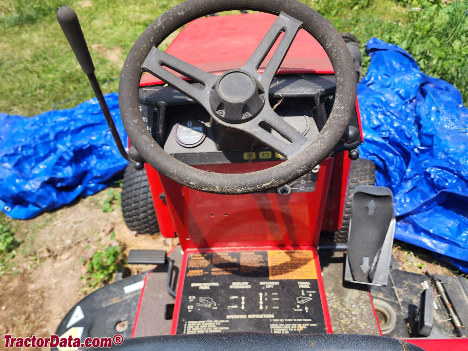 Troy-Bilt GTX 16 operator station and controls.