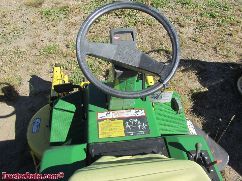 John Deere F510 operator station and controls.