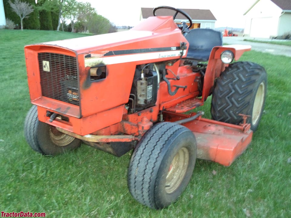 Allis-Chalmers 720 with mid-mount mower deck.